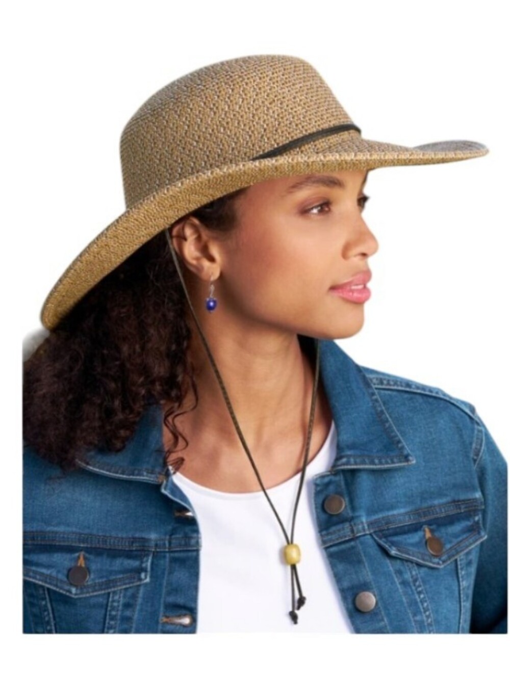 Boho Vacation Widebrim Woven Sunhat Chin Cord Festival Artisy Travel Weekend Med